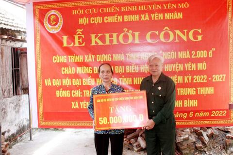 Hội Cựu chiến binh huyện Yên Mô  Khởi công xây dựng ngôi nhà tình nghĩa 2.000 đồng